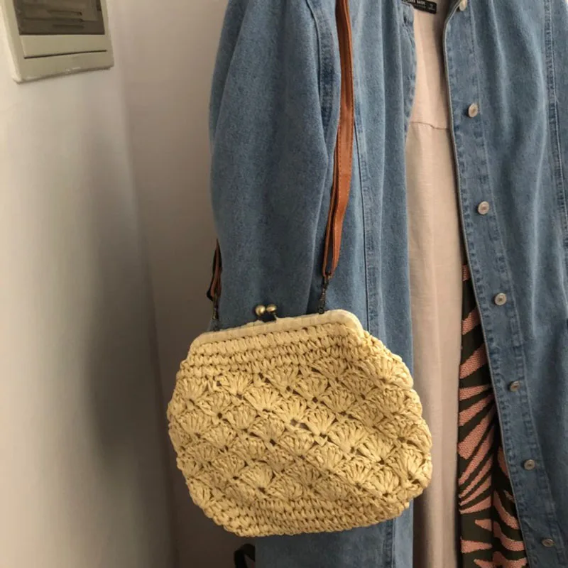 HCH Weave пляжная сумка женская винтажная в форме ракушки вязаная мессенджер Женская