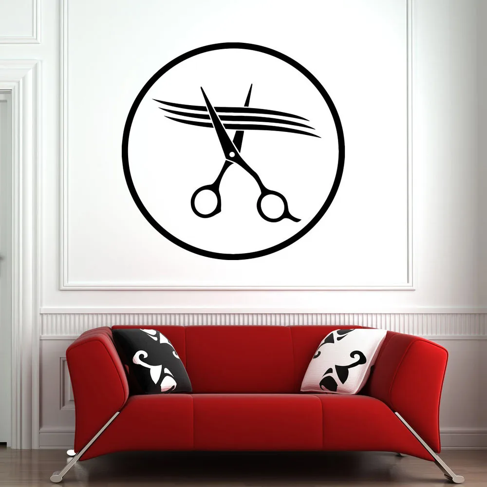 Настенные наклейки Парикмахерские ножницы для декора комнаты художественная