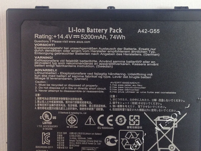 14.4V 74Wh Original A42-G55 Battery for G55V G55VM G55VW Laptop