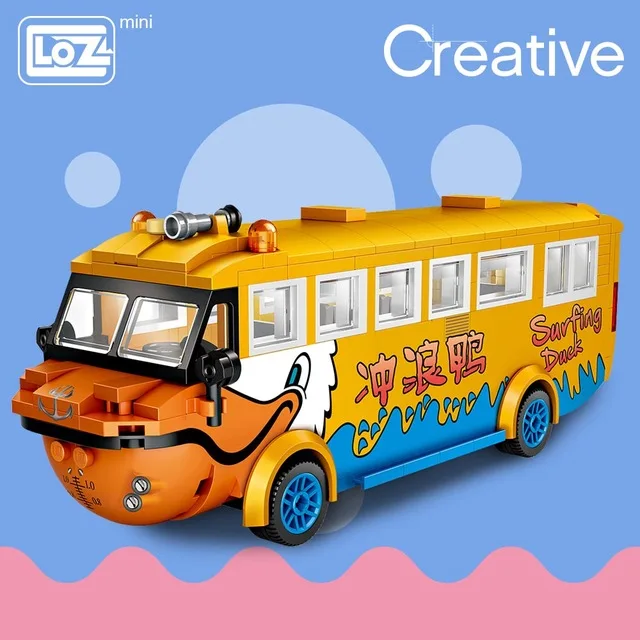 

LOZ Mini Blocks Surf Duck Amphibious Bus Duck Boat Travel Car Model Educational Toys for Children Mini Building Bricks Gifts DIY