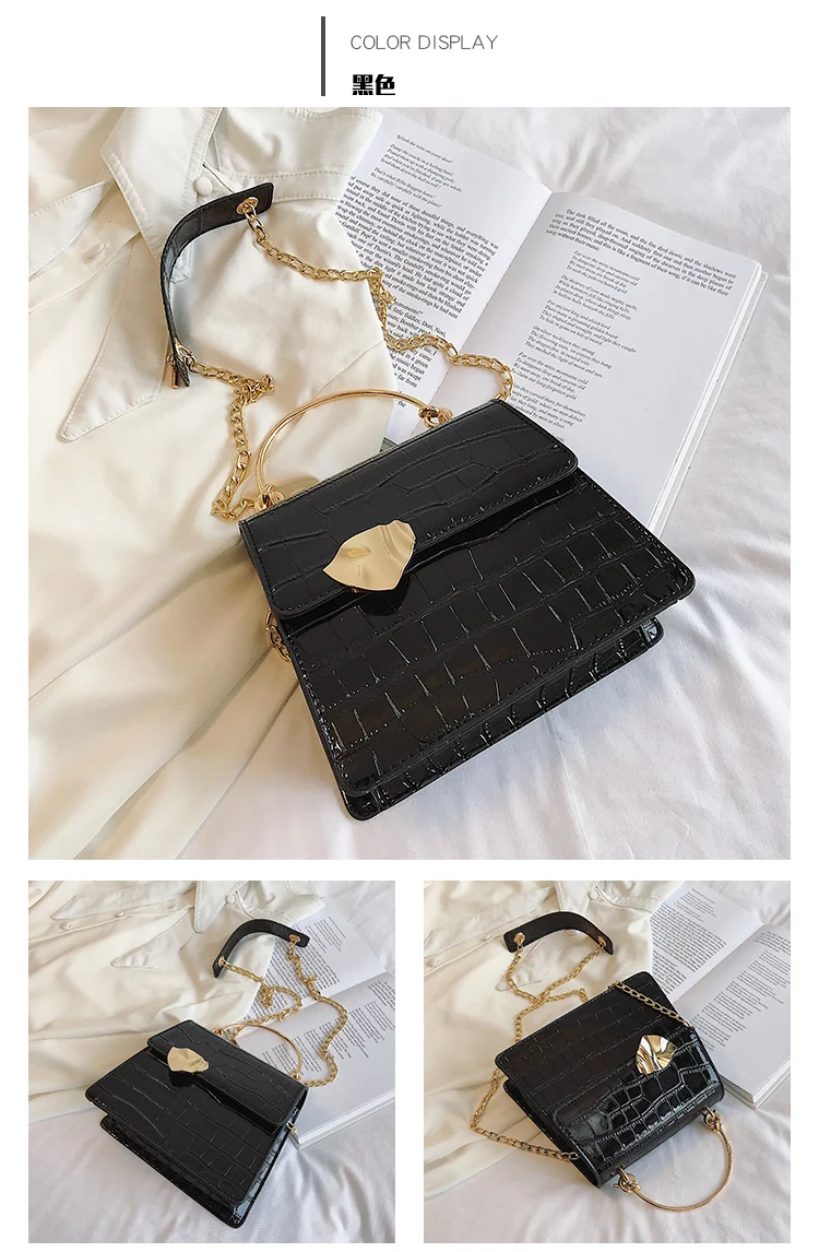 Elegant Female Stone Pattern Tote bag New High Quality PU Leather Women's Designer Handbag Chain Shoulder Messenger Bag