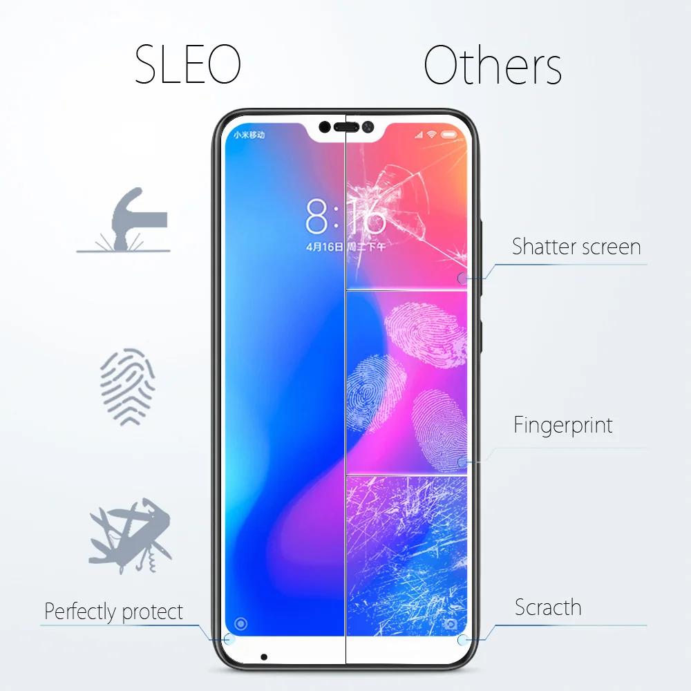 SLEO 2 шт. полное покрытие закаленное Стекло для Xiaomi Redmi 6 Pro Экран протектор pro пленка
