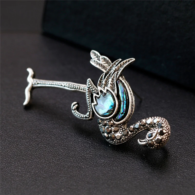 Яркая красная брошь с дизайном журавль старинная серебряная в виде животного