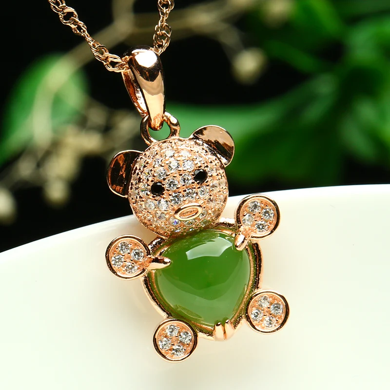 Натуральный Jade Jasper маленький Xiangyu Кулон Мода сто Винни Медведь и Хотан нефрит