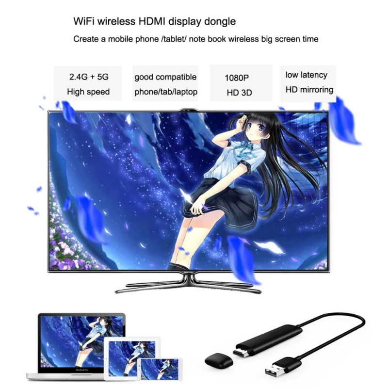 5G WiFi беспроводной ключ с дисплеем Venoro Full HD 1080 P HDMI экран зеркалирование Мини