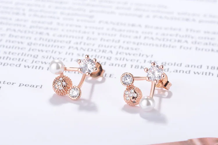Оптовая продажа серебро 925 пробы модные женские серьги-гвоздики с жемчужинами и