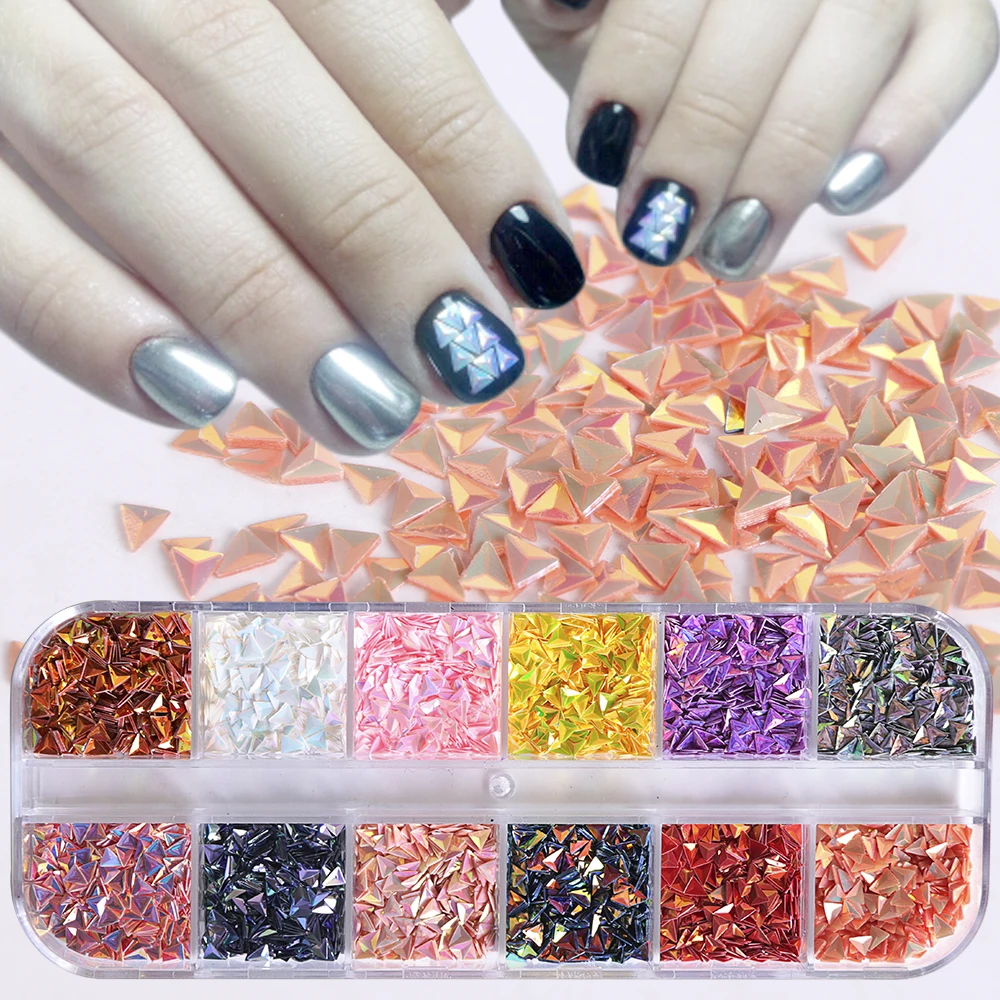 12 сеток смешанный размер голографический блестящий для ногтей