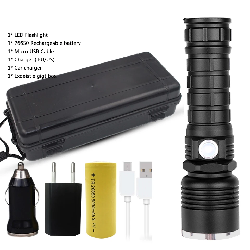 Package D 4100 люмен XLamp xhp70.2 самый мощный светодиодный фонарик перезаряжаемый фонарик 18650 или 26650 с батареей - Испускаемый цвет: Package D