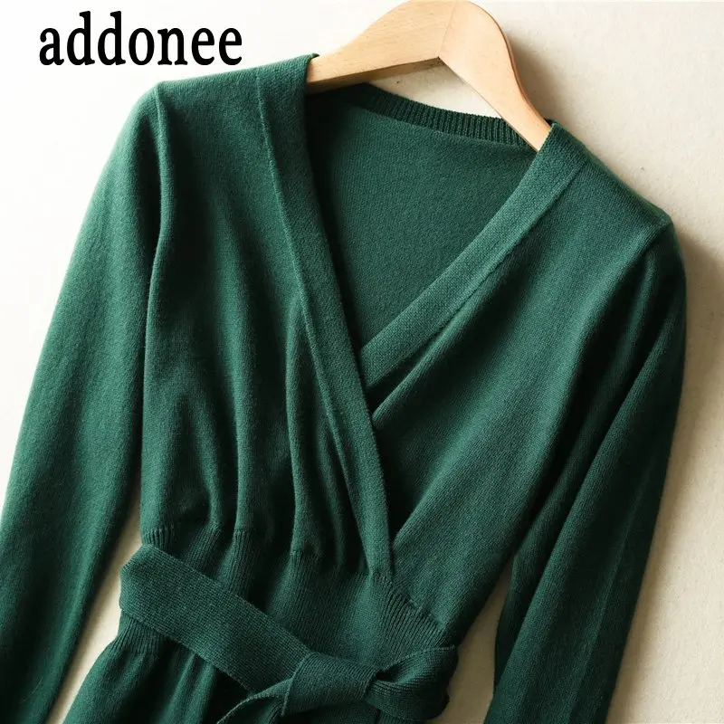 2018 New Arrive Women V Collar Cashmere Fashion Comfortable Dress Wool Sexy High Quality Autumn Winter Regular Lace Style | Женская