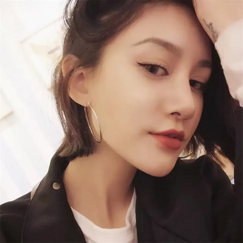 Yidensy модные большие круглая серьга круга Петля золотой серебряный цвет