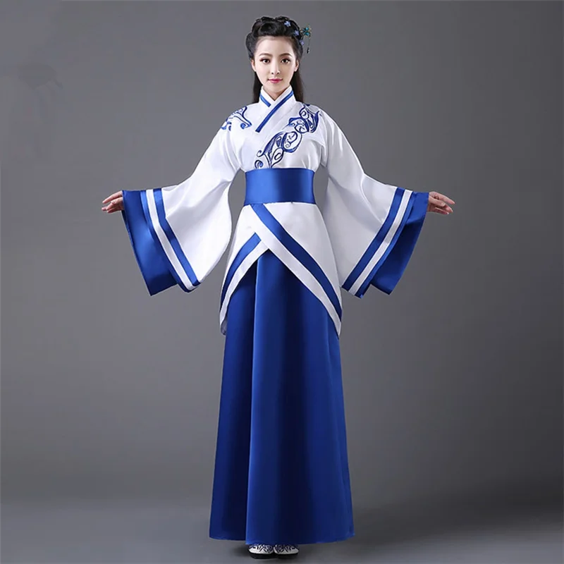 

Ancient Traditional Chinese Woman Elegant Hanfu Dress Fairy Embroidery Stage Flok Dance Costume Retro Tang Dynasty Hanfu AA4235