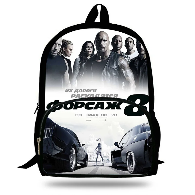 Сумки через плечо с принтом Fast Furious 7 &amp 8 женские рюкзаки для ноутбука детские