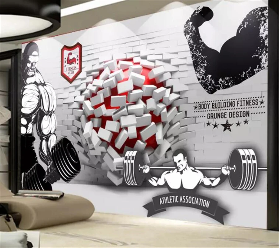 Пользовательские 3D обои wellyu сломанная стена в тренажерный зал фитнес