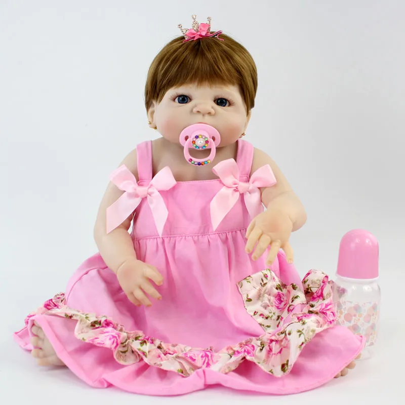 

NPKCOLLECTION 22" Full Silicone Newborn Baby Dolls Lifelike Princess Babies Reborn Girl Alive Bebe Boneca Toy Waterproof Body