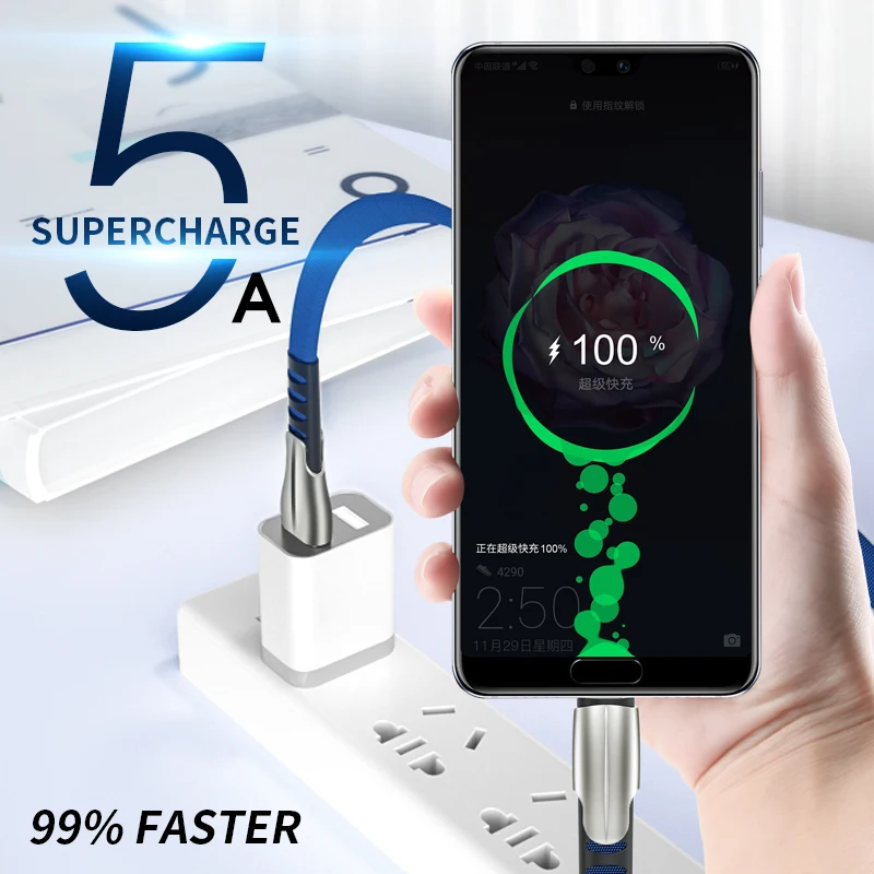 2.4A металлический корпус разъем типа C USB кабель для Samsung A50 S10 Huawei P20 Lite P30 Mate 20 Pro Honor 10