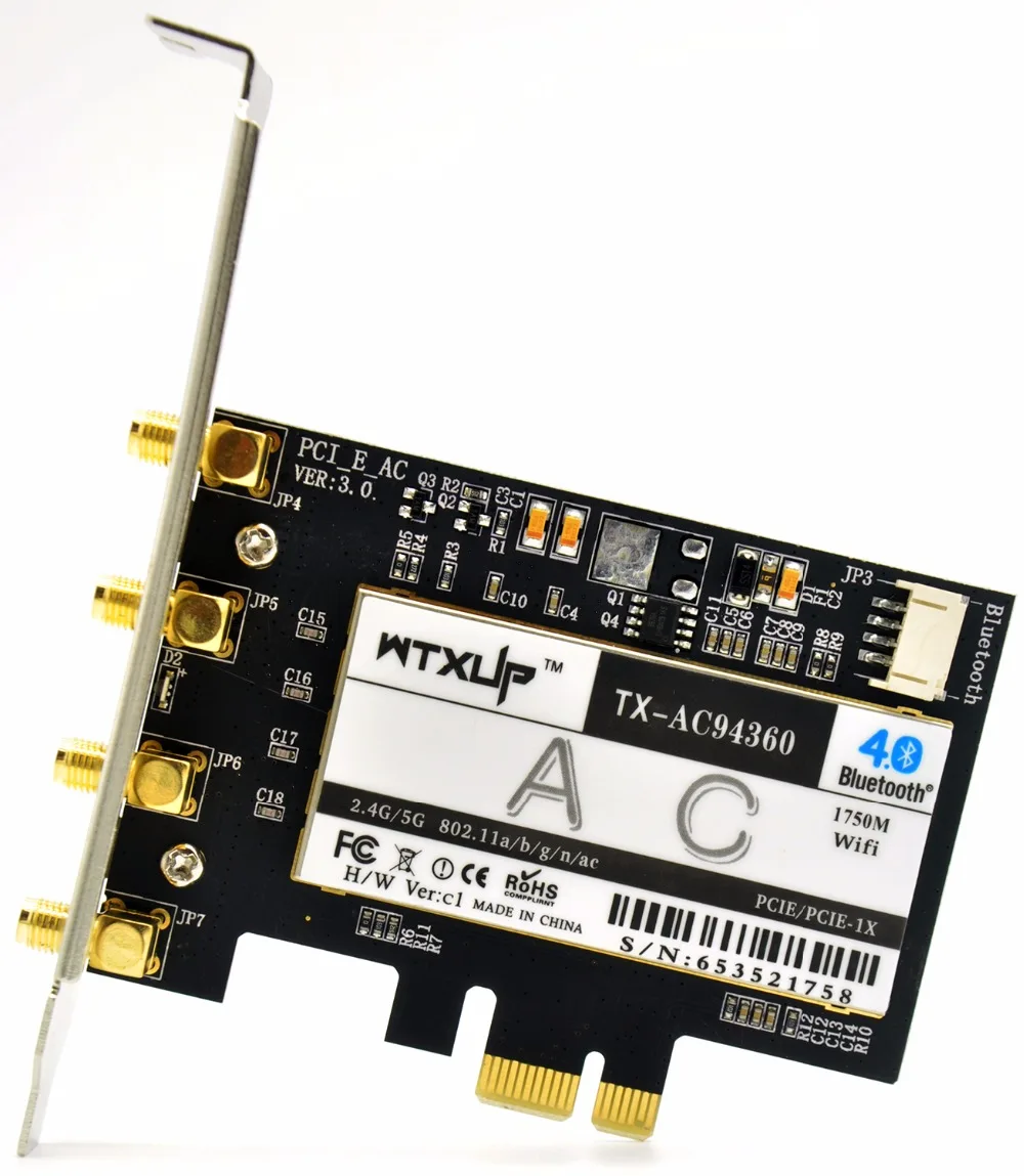 Wtxup для Broadcom bcm94360 802.11ac 1750 Мбит/с Настольный pci-e Wi-Fi адаптер PCI Express Card + Bluetooth 4.0