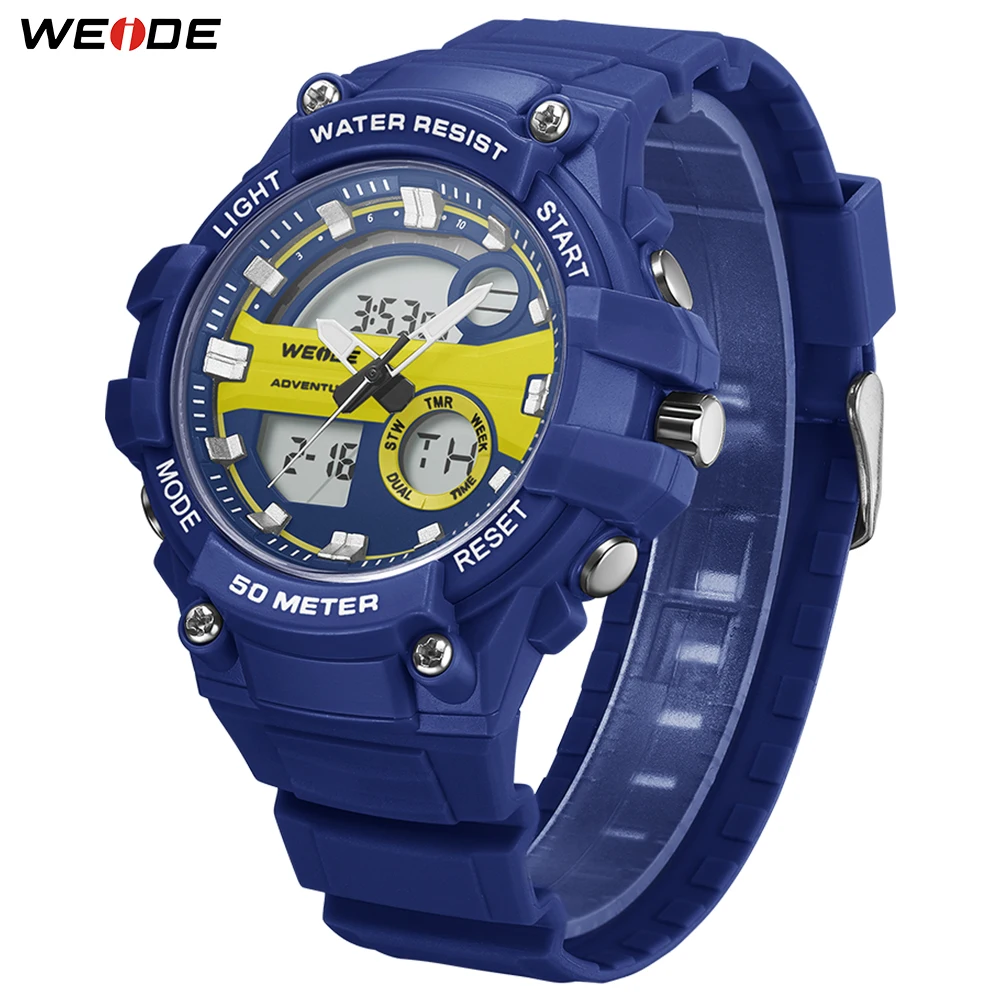 WEIDE Mens Digital Water Resistant Fashion Sport Brand Military Electronic Device Over size Dial Wristwatches Relogio Masculino | Наручные