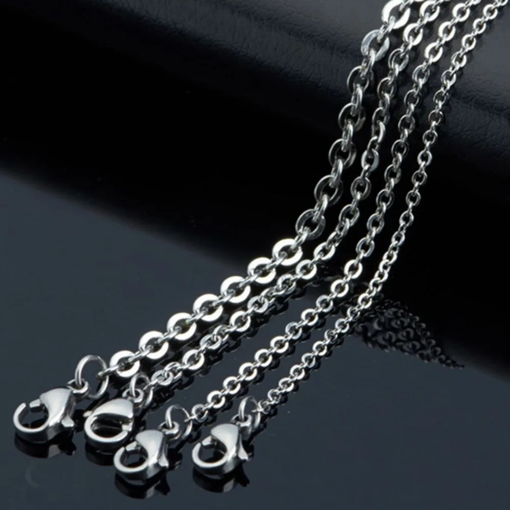 

100pcs Womens Wholesale Silver Strong Welding Stainless Steel Rolo Link Chain Necklace 1.5/2/2.5/3.2mm 16"-36"