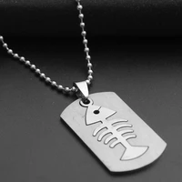 10 stainless steel double layer fish bone charm necklace detachable fish bone necklace sea bottom animal bone necklace jewelry