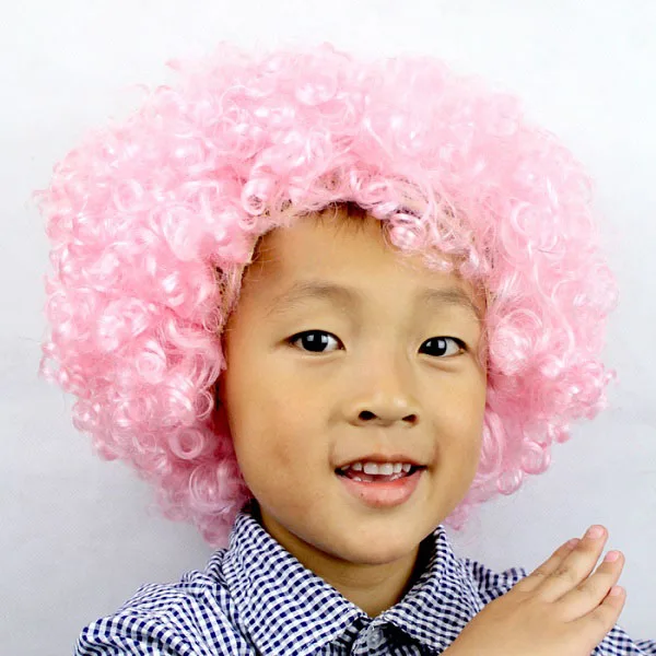 Children Pink Детские Взрослые цветные вечерние парики для маскарада, Хэллоуина, рождественского платья, костюмы клоуна для косплея, украшение детской вечеринки - Цвет: Children Pink