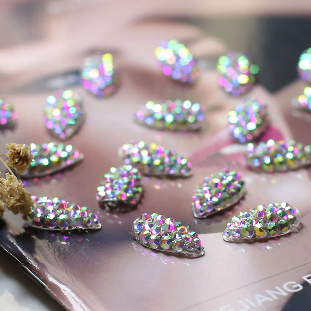 Стразы AB для дизайна ногтей Мягкие накладные ногти на шпильках полное покрытие 1