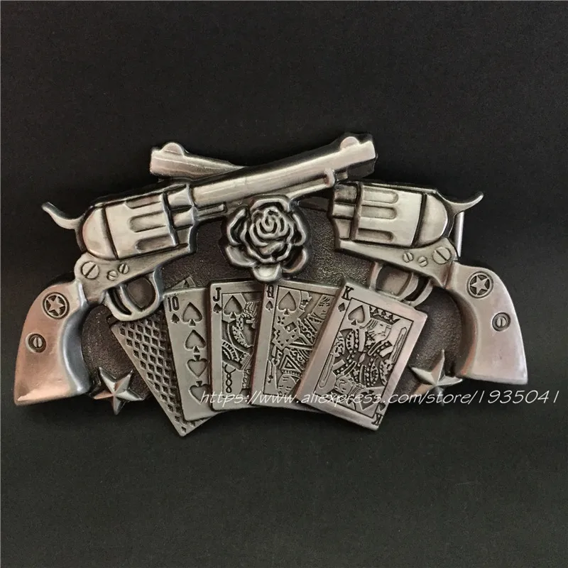 

Retail 3D Cowboy Metal Belt Buckle Fashion Gun Royal Flush Poker Spinner Lighter Buckles Fit 4cm Wide Belt