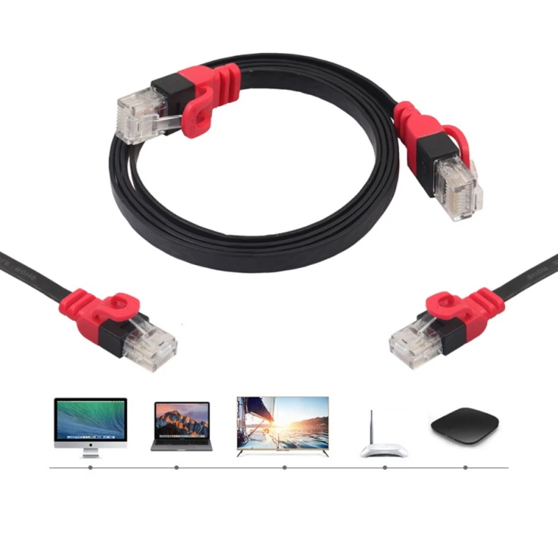 Сетевой кабель REXLIS Cat6 гигабитный неэкранированный плоский сетевой шнур 50 см 1 м