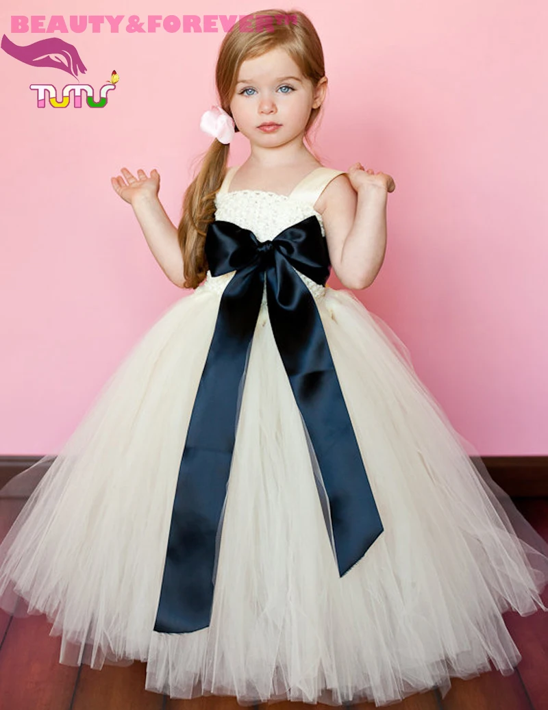 Handmade Lined crochet tank top hot pink sash ivory tutu girl dress for wedding |