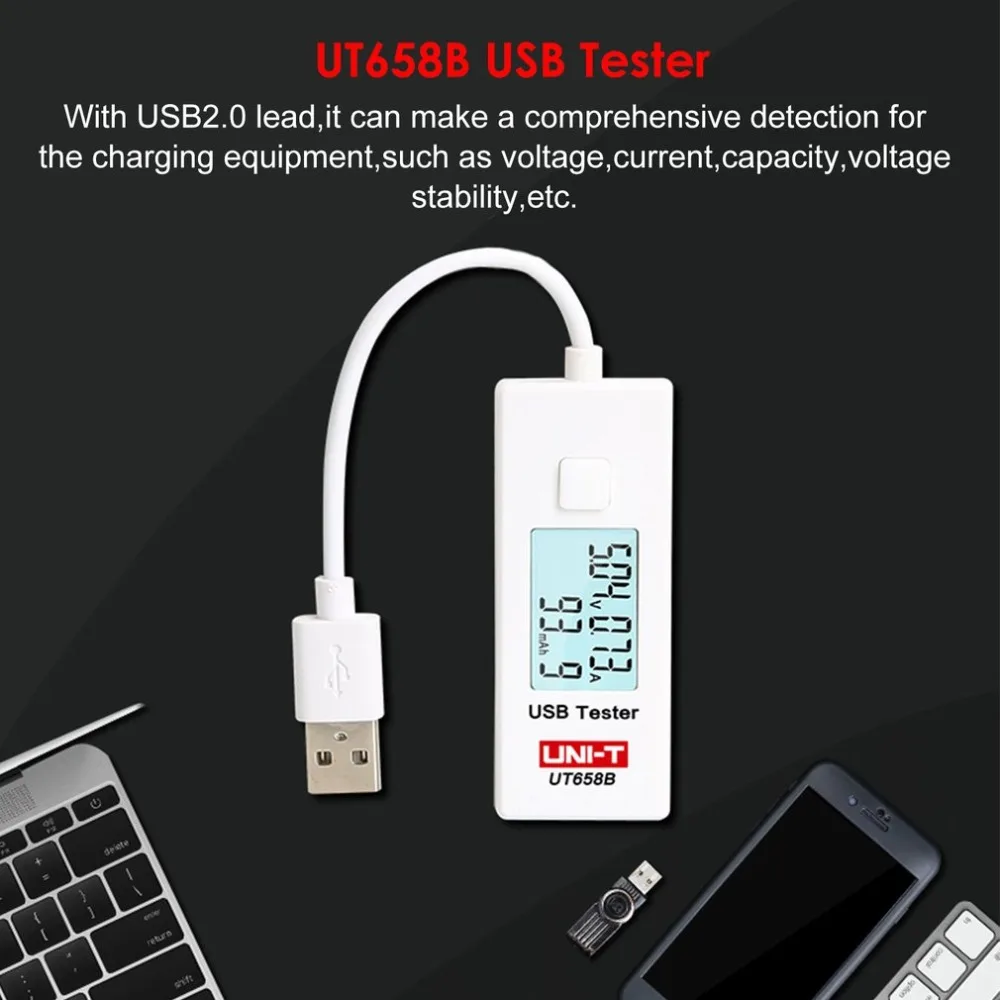 UNI-T UT658B цифровой мини-ЖКД USB Вольтметр Амперметр зарядное устройство Банк питания