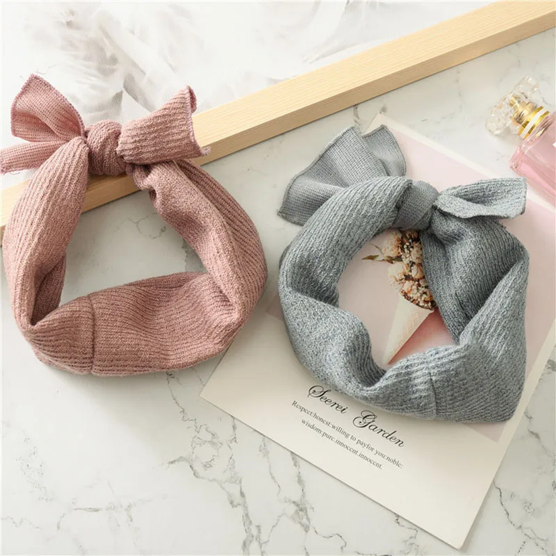 Cute Baby Girl Headbands Knitted Newborn Baby Bows Haarband Turban Head Warm head band Infant Toddler Hair band Bebes Acessorios