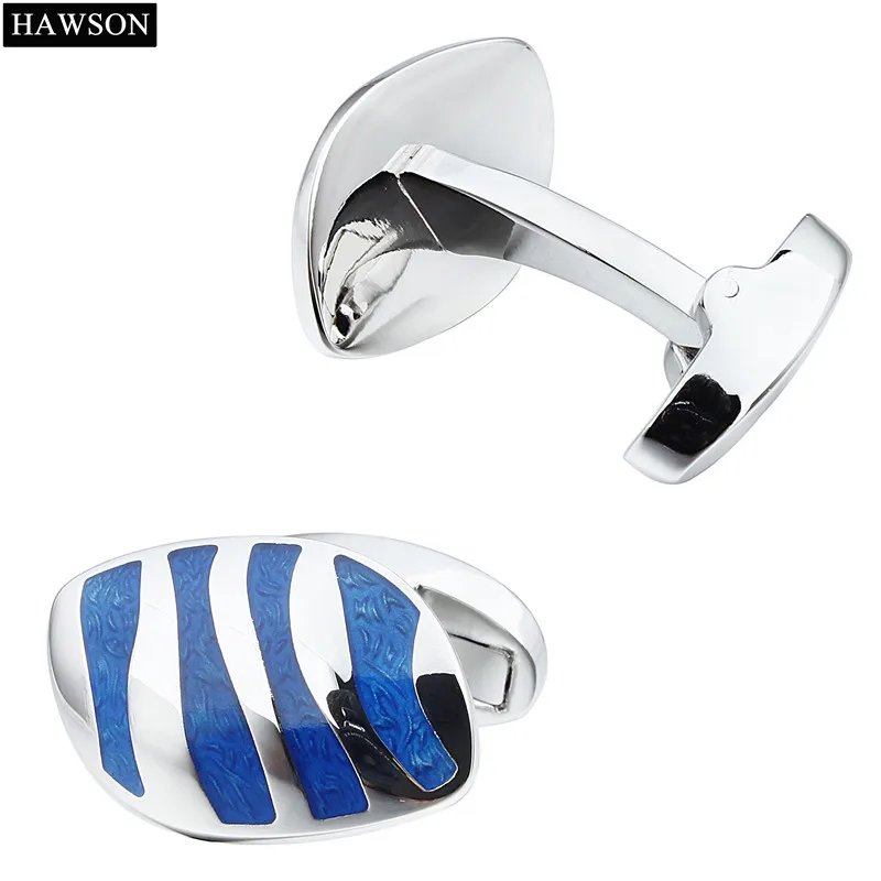 Новое поступление 2017 Синие запонки для мужчин ювелирные изделия с эмалью мужские