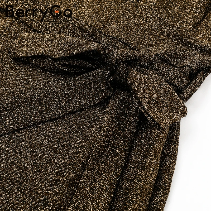 BerryGo глубокий v образным вырезом рябить зима праздничное платье Для женщин bodycon
