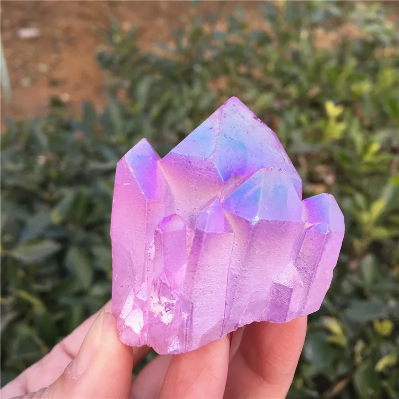 Натуральный аура кварцевый кристалл кластер Ангел Аура Druzy Geode образцы минералов