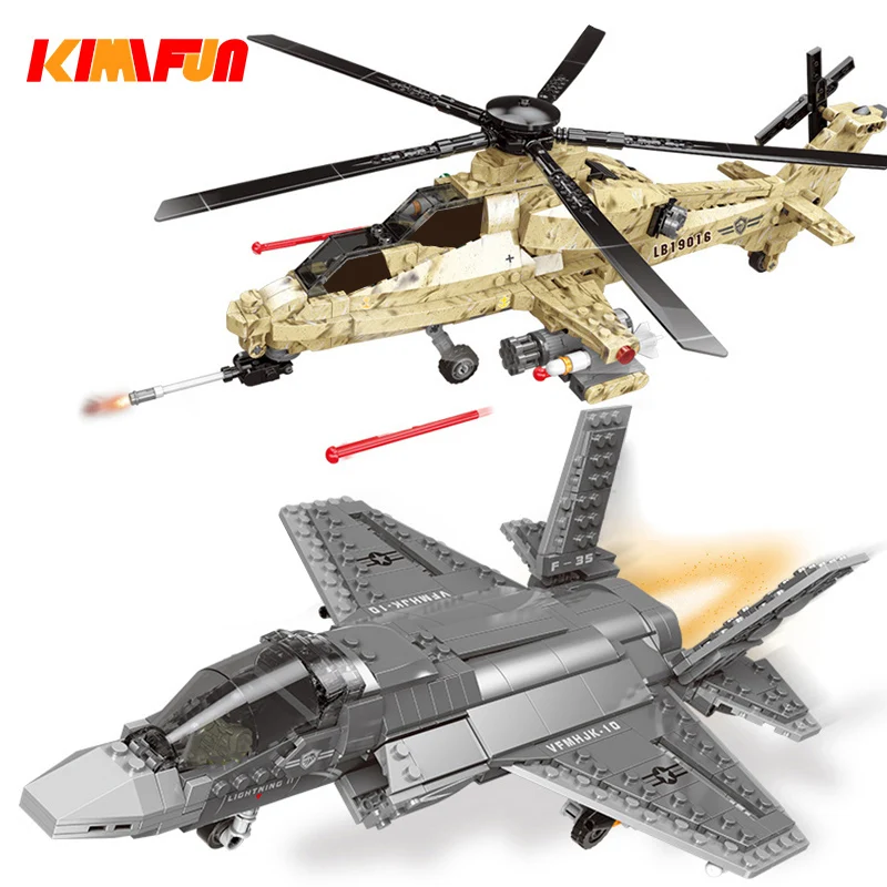 

600pcs+ F35 Fighter Assemble Airplane Model Bricks Toys Building block Tool Sets Combat Aircraft Compatible with Blocks