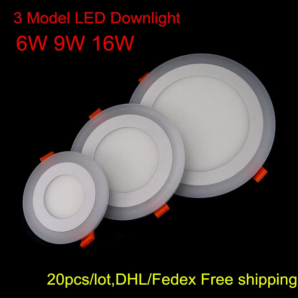 

LED Indoor light 6W 9W 16W Round 3 Model LED Downlight AC85-265V Recessed LED Ceiling Panel light 20pcs/lot,DHL/Fedex Free ship