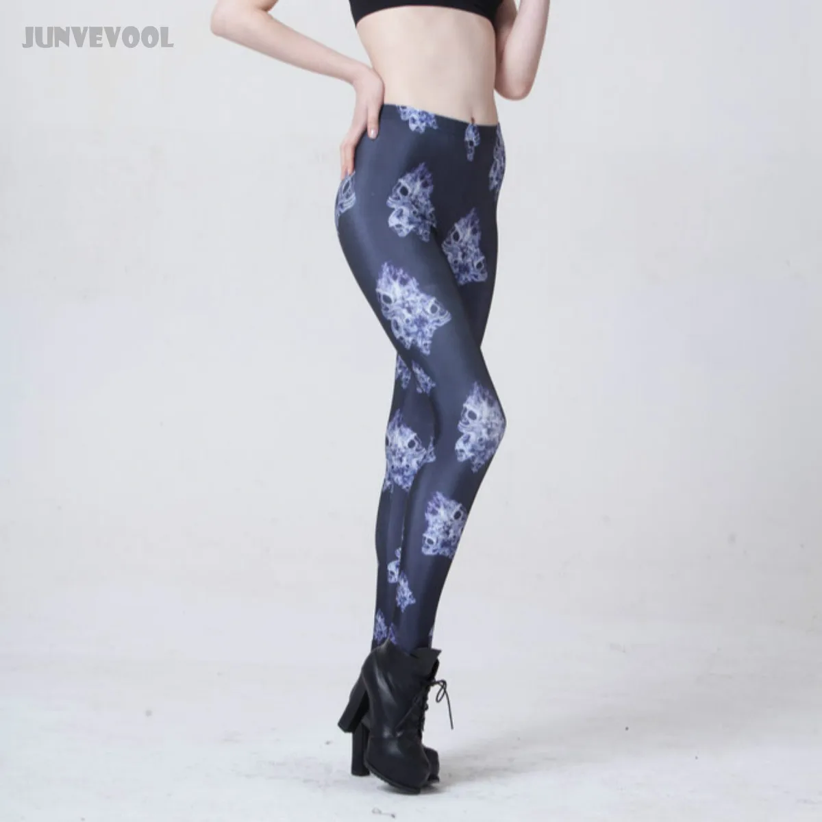 Черные леггинсы 2017 женские сексуальные очаровательные лосины с цветочным