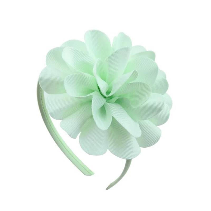 Light Green 1 шт., детская одноцветная многослойная повязка для волос с большим цветком и бантом для девочек, повязка на голову, милые вечерние головные уборы для девочек на каждый день - Цвет: Light Green