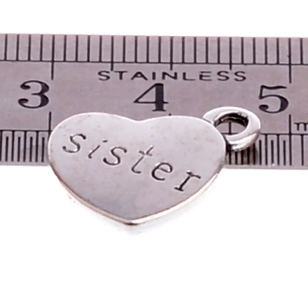 Подвеска в виде сердца сестры 10 шт./лот Шарм для ожерелья браслета аксессуары