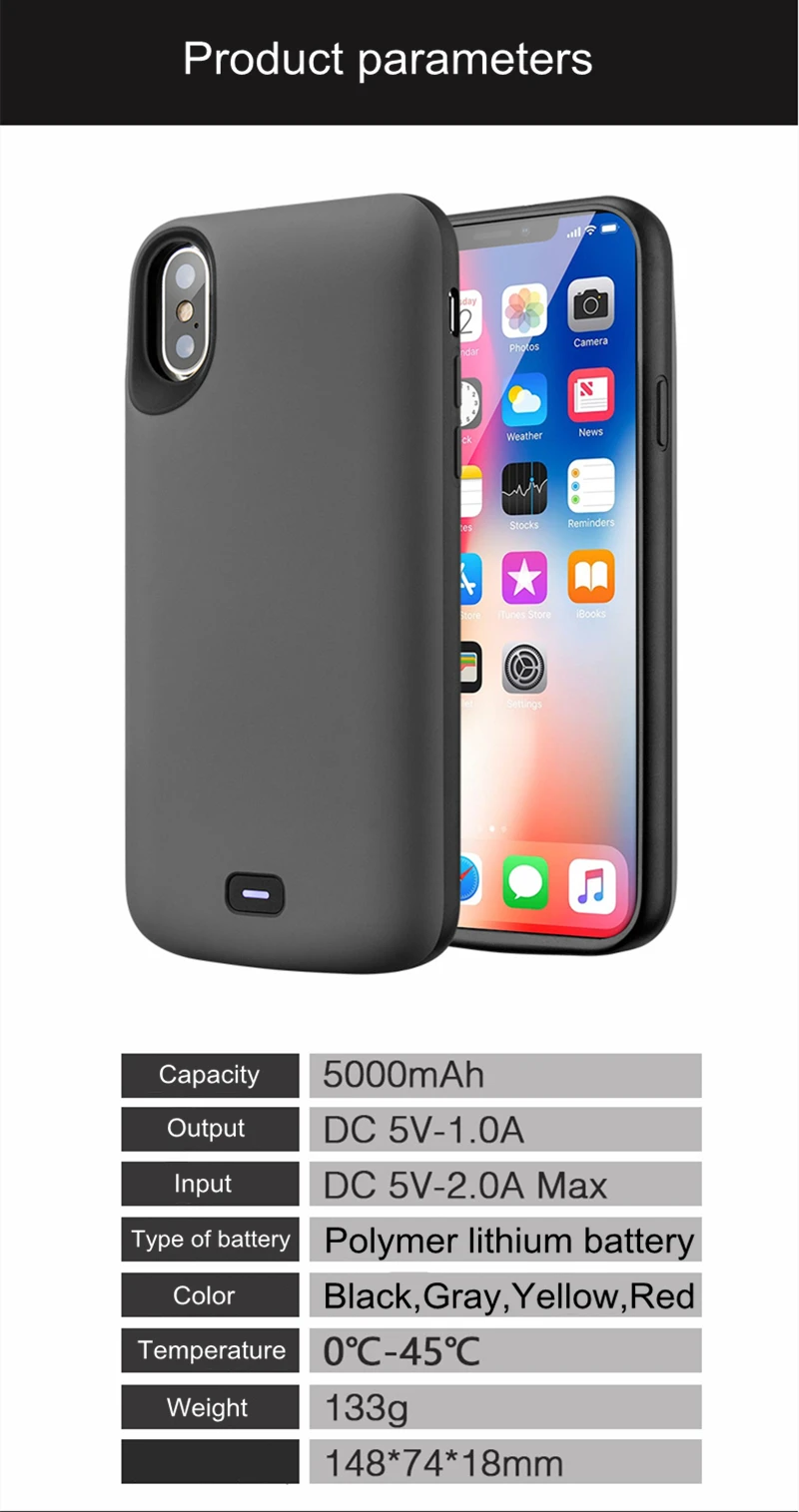 Внешний 5000 мАч портативный чехол для зарядного устройства для iPhone X Xs power Bank чехол power Bank для iPhone Xs чехол для аккумулятора