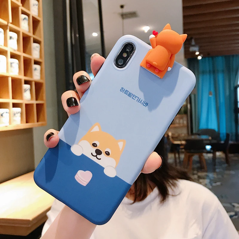 Чехол для телефона с мультяшным изображением Шиба ину для iphone XSMax X XR XS, новинка, 3D кукла, игрушка, держатель, матовый IMD чехол для iphone 6, 6 S, 7, 8 Plus, задняя крышка
