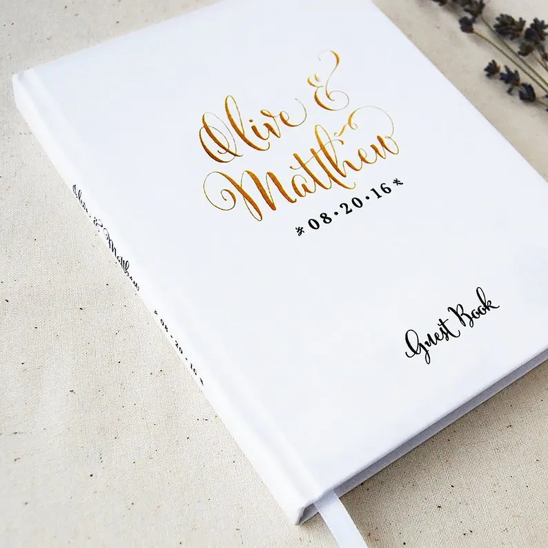 Золотая каллиграфия на заказ свадебная книга в обложке фотобудка твердом