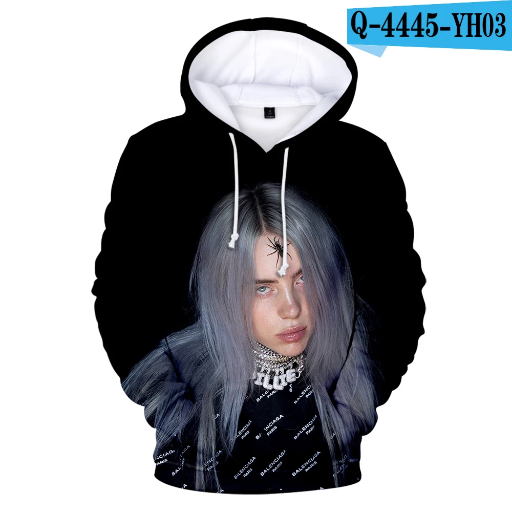 3D Харадзюку толстовка с принтом Новая американская певица Billie Eilish 3D толстовки женские толстовки мужские пуловеры 3D Billie Eilish толстовки пальто - Цвет: 3D