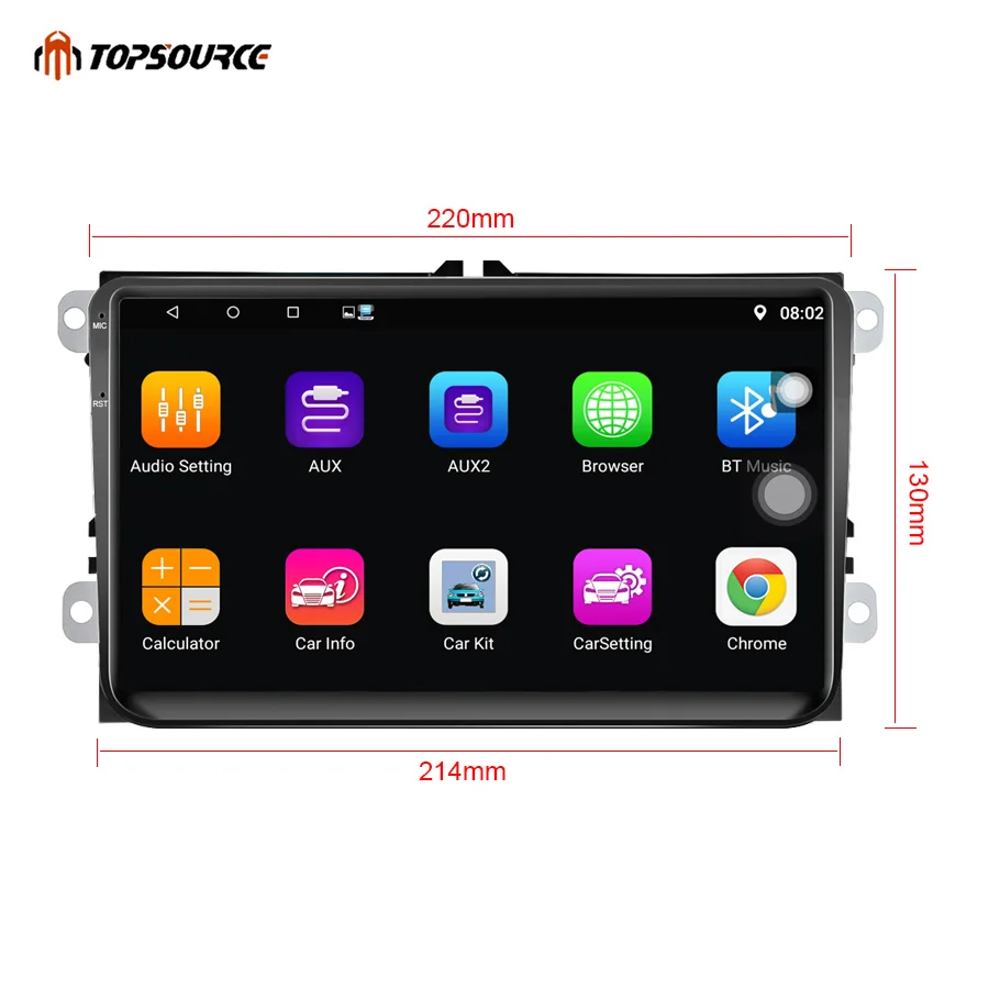 Автомобильный мультимедийный плеер TOPSOURCE 9 дюймов Android 2 Din с GPS Wi-Fi RDS для