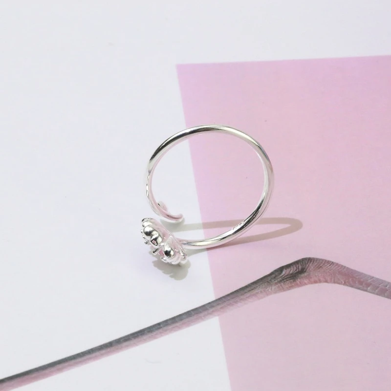 Женское Открытое кольцо с цирконием Sakura серебряное розовое на день рождения