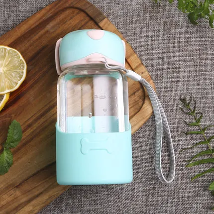 X&ampW Glass Water Bottles Cute Dog Bell Leak Proof Bottle My Portable With Lid Tumbler Girls Student Hiking Sports | Дом и сад