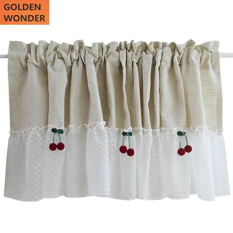 American Pastoral Cotton Half Curtain Short Curtains Cherry Door For The Kitchen Chinese Lace Fabric | Дом и сад
