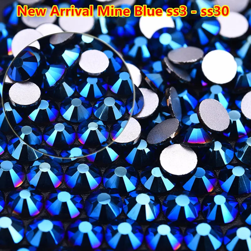 2028 Mine Blue Non Hot Fix блестки стразы с плоским задним стеклом Кристаллы Стразы для