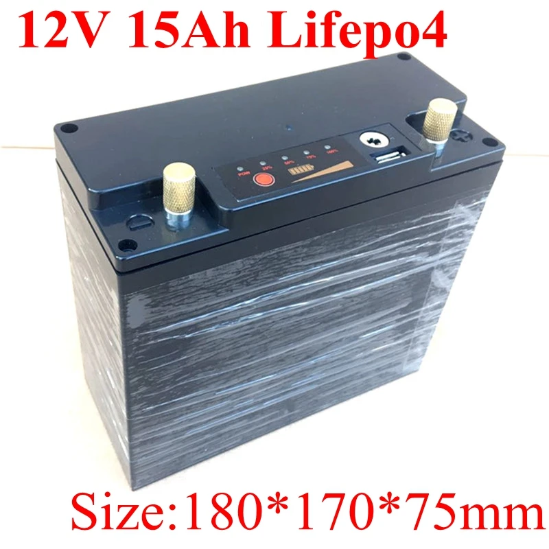 Подгонянный 12 v 15ah Lifepo4 аккумулятор USB порт BMS 4S для 150 w 240 w Инвертор солнечной энергии светодиодный свет игрушечный мотоцикл+ зарядное устройство