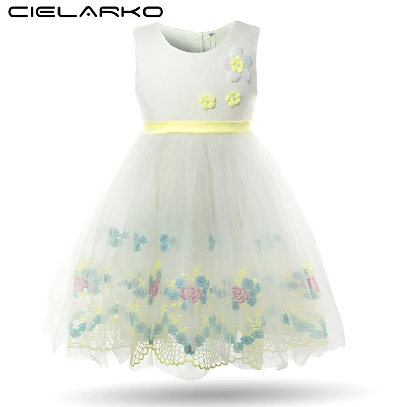Cielarko Formal Girls Dress Flower Princess Party Kids Dresses 2018 Fancy Baby Frocks Tulle Children Clothes Girl Summer Outfits | Детская