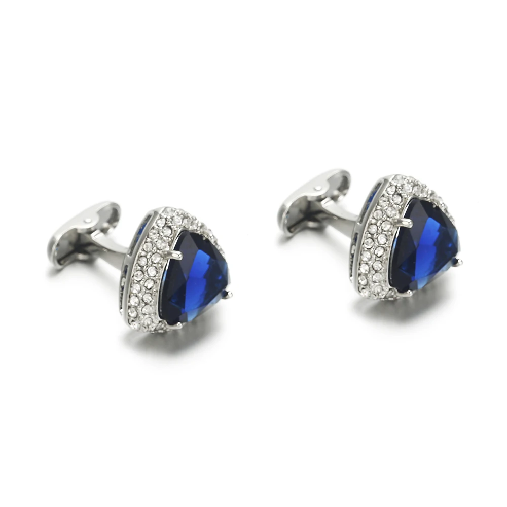 2019 VAGULA High Quality Men's Cufflinks Silver-Plating Gemelos Blue Zircon Shirt cuff links mens jewelry 810 | Украшения и